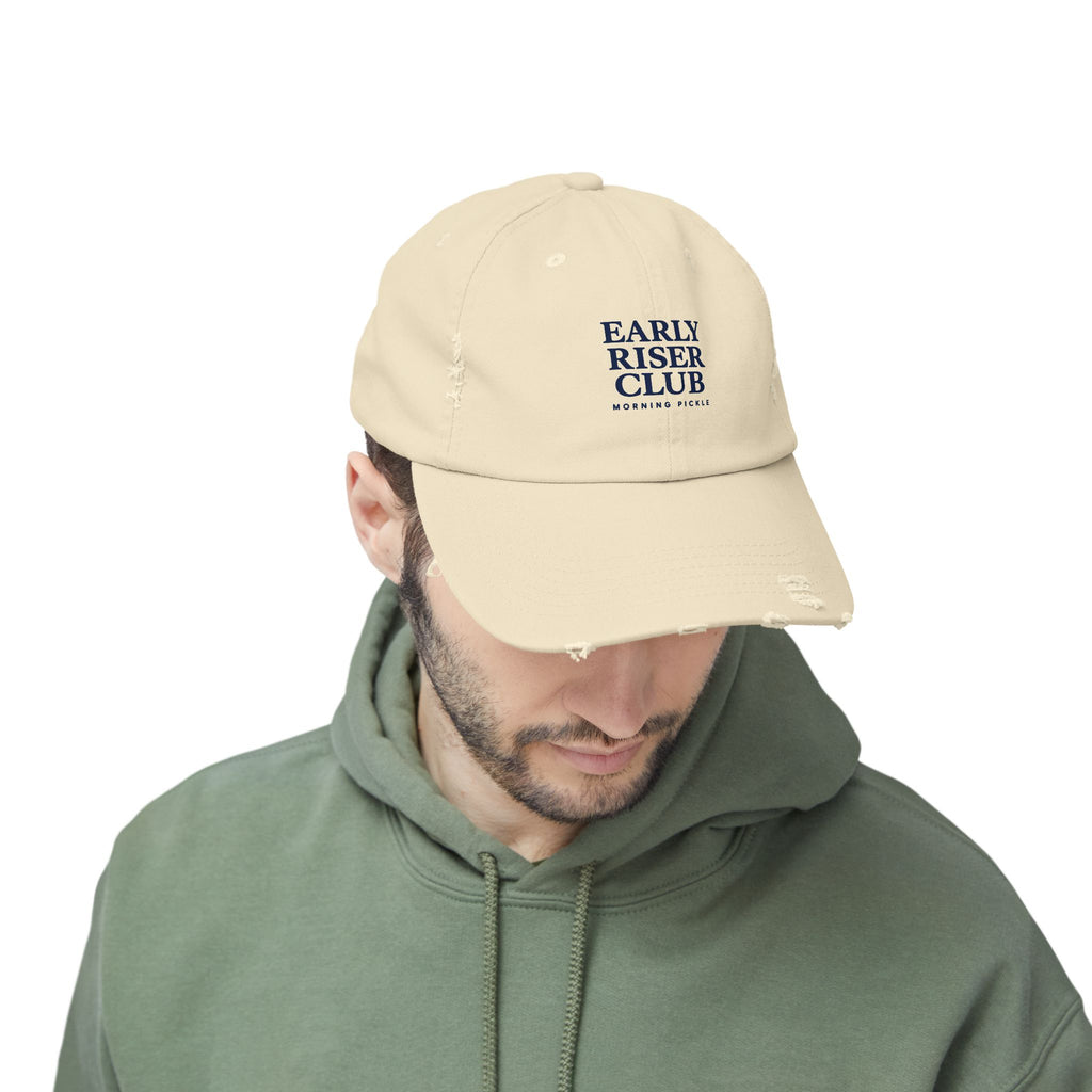 Early Riser Club Distressed Cap – Vintage Morning Person Baseball Hat
