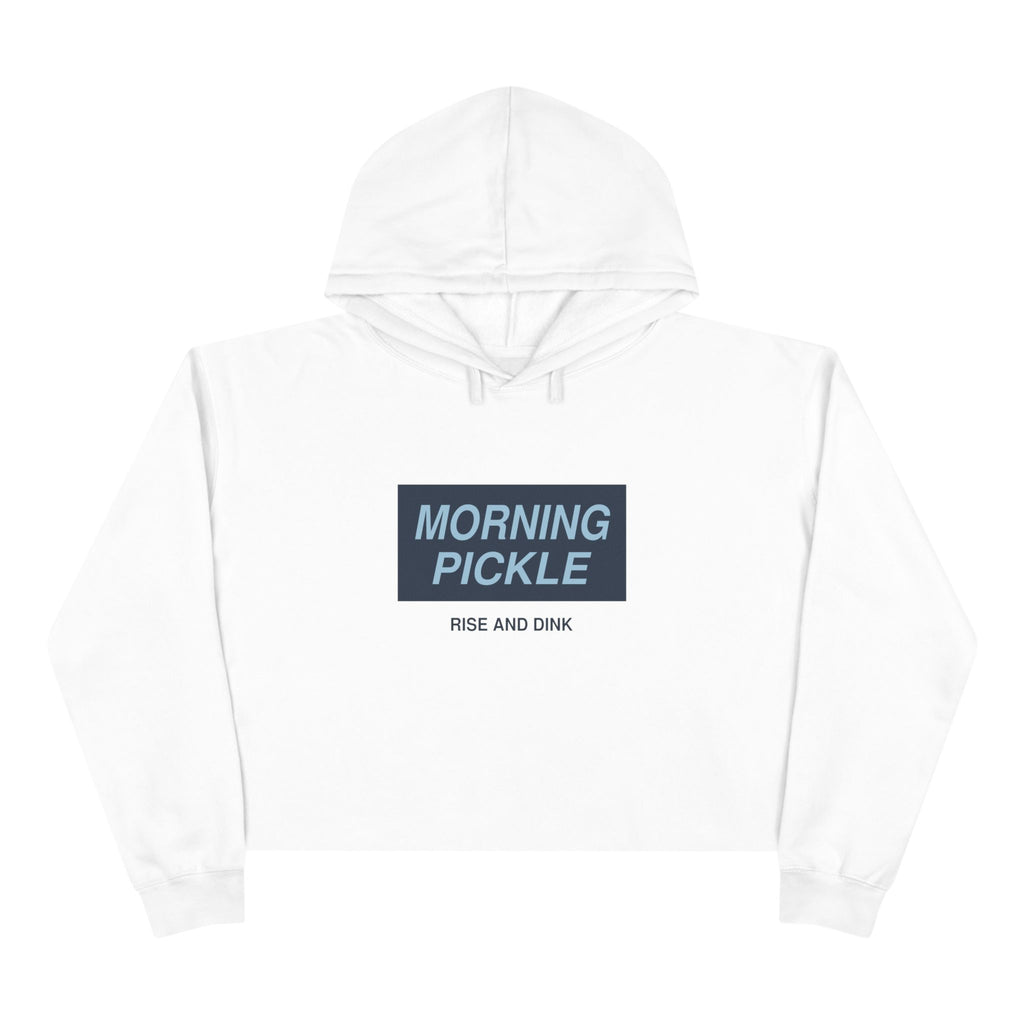 Crop Hoodie — "Never Waste a Morning Pickle" Cute Pickle Graphic Crop Hoodie