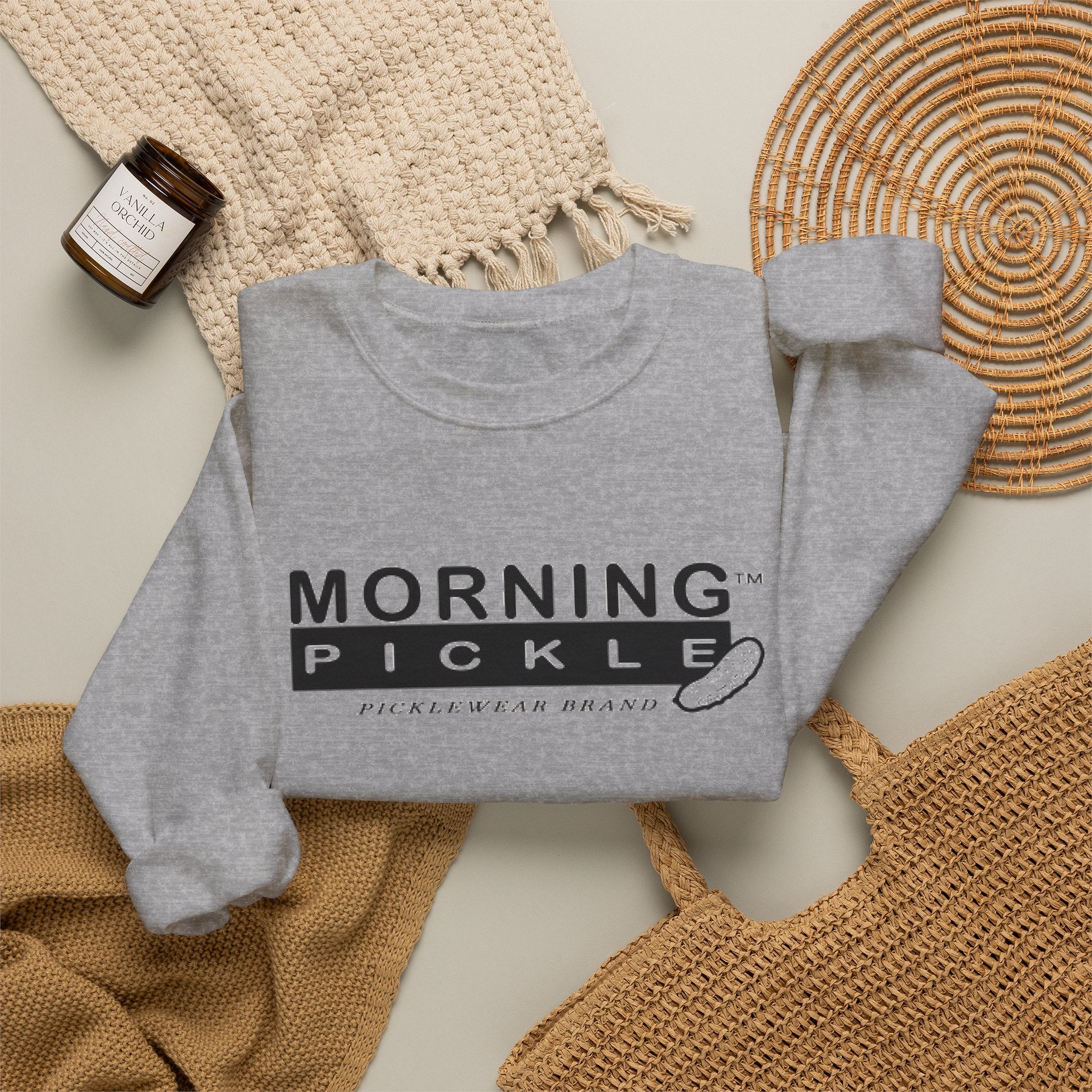 Morning Pickle Crewneck — Grey