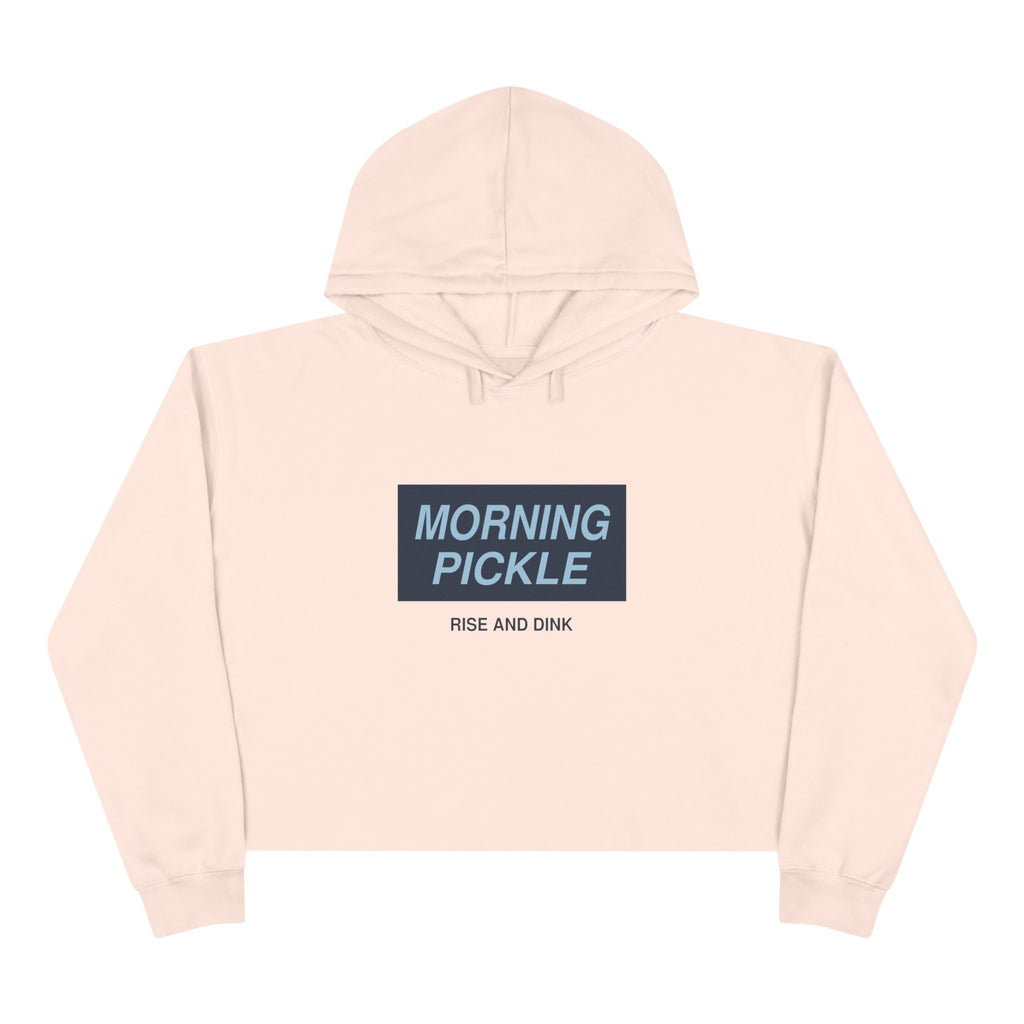 Crop Hoodie — "Never Waste a Morning Pickle" Cute Pickle Graphic Crop Hoodie