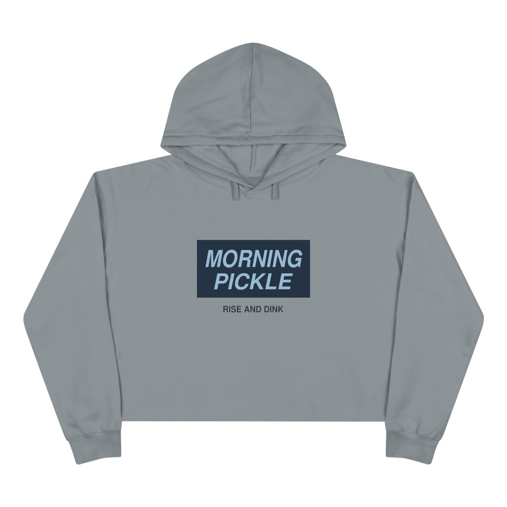Crop Hoodie — "Never Waste a Morning Pickle" Cute Pickle Graphic Crop Hoodie