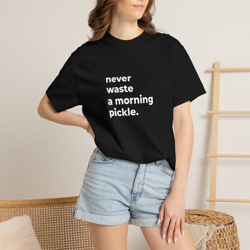 Morning Pickle Tee — Black | Never Waste White