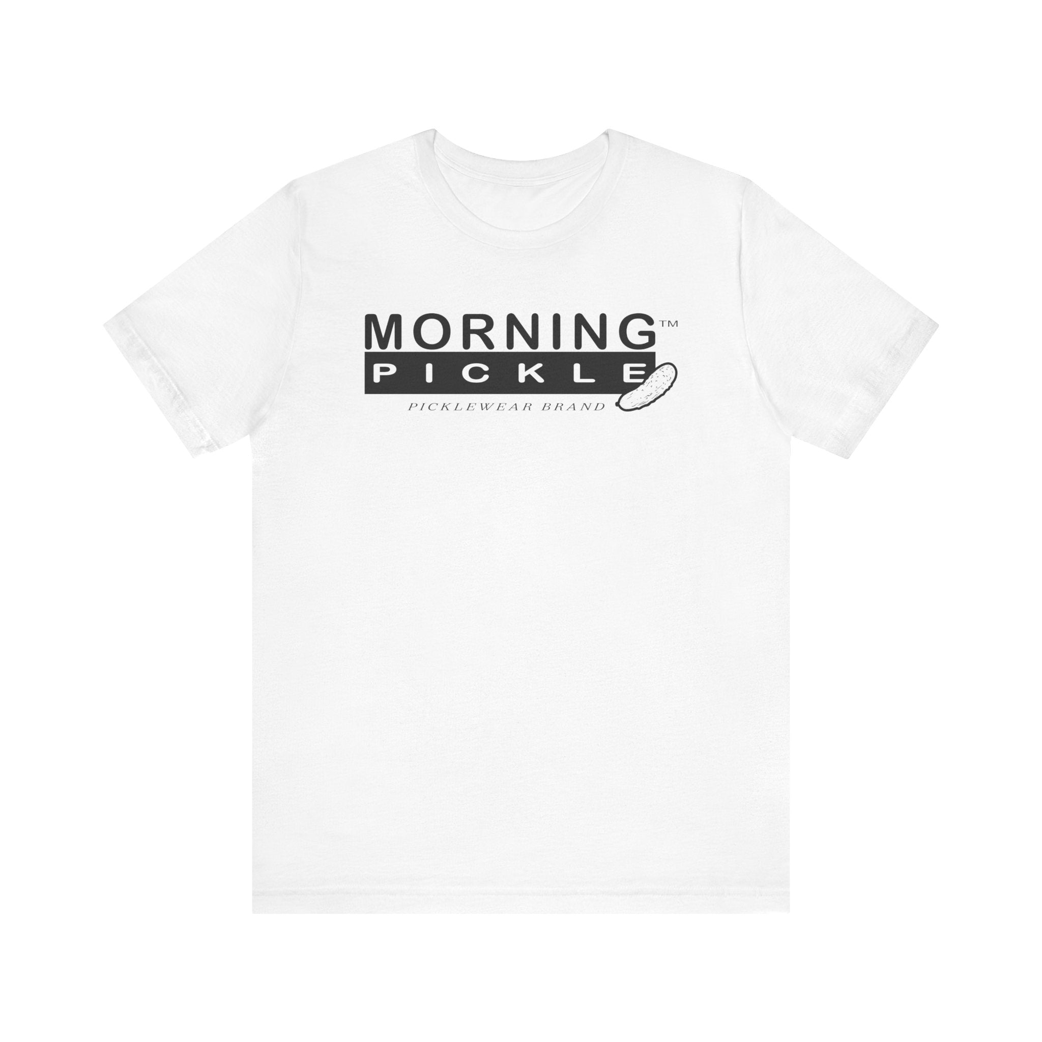 Morning Pickle Tee | Minimal Logo Typography, Casual White Shirt